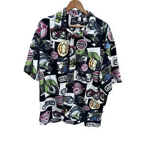 Box Office Island Men's Size L Motorcycle "Heaven or Hell" Shirt Bike Hawaiian
